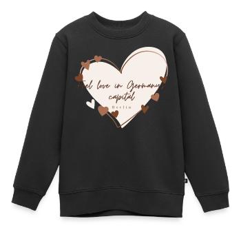 J’aime avec le cœur Berlin - Sweat Premium enfant bio - noir - Devant - AI Model Kid Female (0cm)