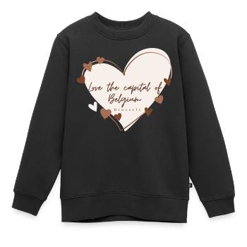 J’aime avec cœur Bruxelles - Sweat Premium enfant bio - noir - Devant - AI Model Kid Female (0cm)