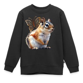 Fliegendes Eichhörnchen - Kinder Premium Organic Sweatshirt - Schwarz - Vorne - AI Model Kid Female (0cm)