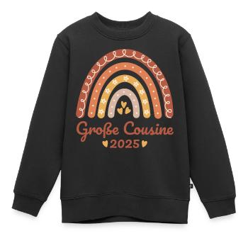 Boho Regenbogen - Große Cousine 2025 - Kinder Premium Organic Sweatshirt - Schwarz - Vorne - AI Model Kid Female (0cm)