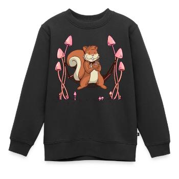 Écureuil Woodland animaux hamac. - Sweat Premium enfant bio - noir - Devant - AI Model Kid Female (0cm)