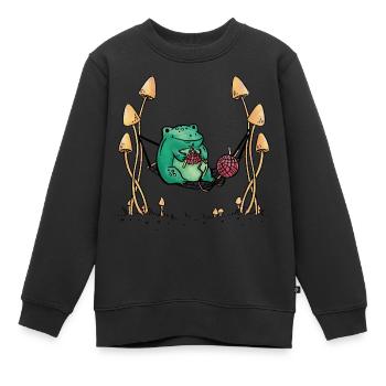 Grenouille couture tricot Nature hamac - Sweat Premium enfant bio - noir - Devant - AI Model Kid Female (0cm)