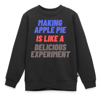 Apfelkuchen mit grauer Schrift - Kinder Premium Organic Sweatshirt - Schwarz - Vorne - AI Model Kid Female (0cm)