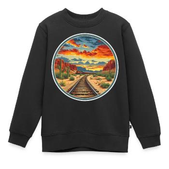 Chemin de fer - Sweat Premium enfant bio - noir - Devant - AI Model Kid Female (0cm)
