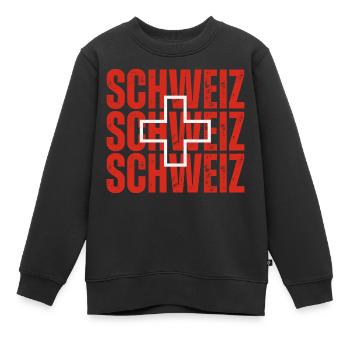 Drapeau de la Suisse, fierté suisse - Sweat Premium enfant bio - noir - Devant - AI Model Kid Female (0cm)