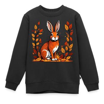 Lapin d’automne - Sweat Premium enfant bio - noir - Devant - AI Model Kid Female (0cm)