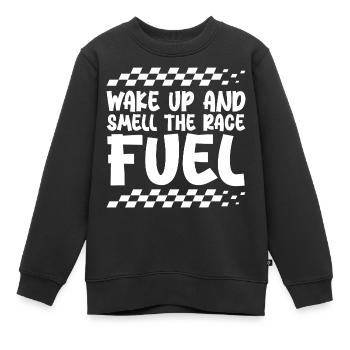 Wachen Sie auf und riechen Sie den Rennkraftstoff - Kinder Premium Organic Sweatshirt - Schwarz - Vorne - AI Model Kid Female (0cm)