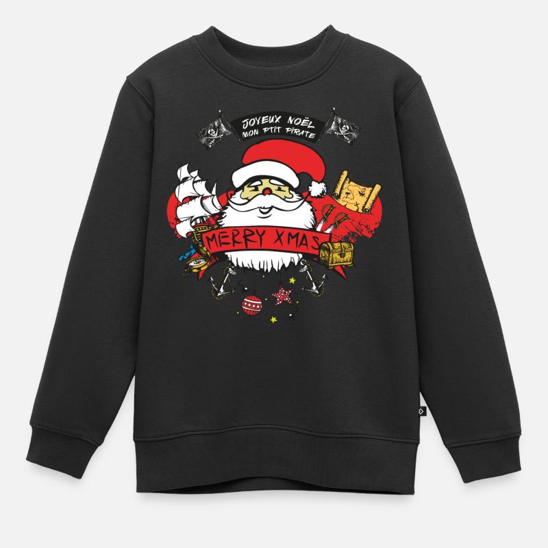 NOEL MERRY XMAS MON PTIT PIRATE - Sweat Premium enfant bio - noir