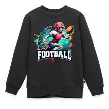 American Football Sport Girl Ball - raffstaff ® - Kids Premium Organic Sweatshirt - black - Front - AI Model Kid Female (0cm)