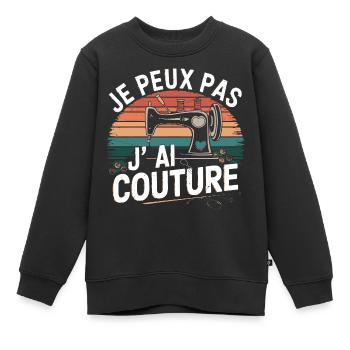 Sewing, my passion - authentic vintage look - Kids Premium Organic Sweatshirt - black - Front - AI Model Kid Female (0cm)