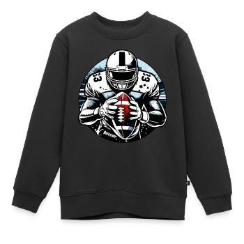 American Football Ball Touchdown - raffstaff ® - Kinder Premium Organic Sweatshirt - Schwarz - Vorne - AI Model Kid Female (0cm)
