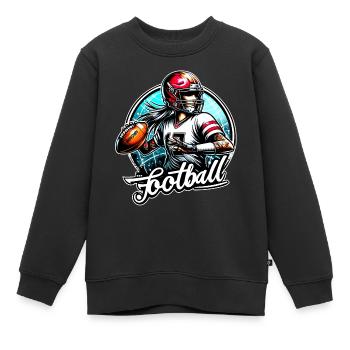 American Football Girl Touchdown - raffstaff ® - Kinder Premium Organic Sweatshirt - Schwarz - Vorne - AI Model Kid Female (0cm)