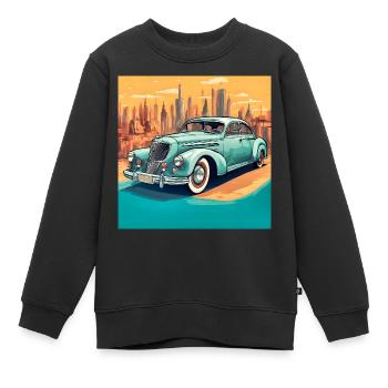 Vintage Shabby Chic Cabrio Auto - Kinder Premium Organic Sweatshirt - Schwarz - Vorne - AI Model Kid Female (0cm)