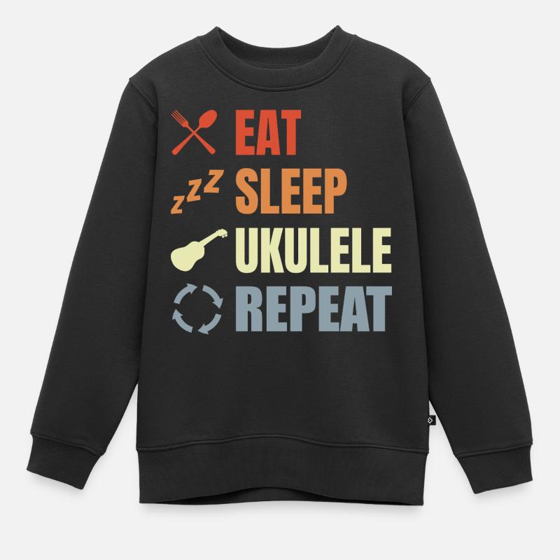 Eat Sleep Ukulele Repeat - Kinder Premium Organic Sweatshirt - Schwarz