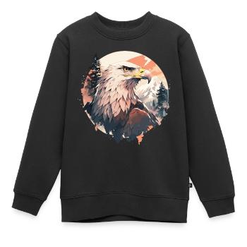 Adler Adlerkopf Natur Wildnis Wald Bäume Berge - Kinder Premium Organic Sweatshirt - Schwarz - Vorne - AI Model Kid Female (0cm)