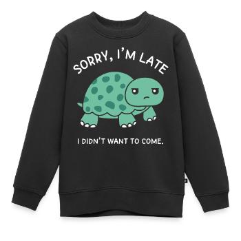 Sorry, ich bin spät dran, ich wollte nicht kommen - Kinder Premium Organic Sweatshirt - Schwarz - Vorne - AI Model Kid Female (0cm)