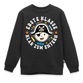 Einschulung Erste Klasse Pirat Jungen Geschenk - Kinder Premium Organic Sweatshirt - Schwarz - Vorne - AI Model Kid Female (0cm)