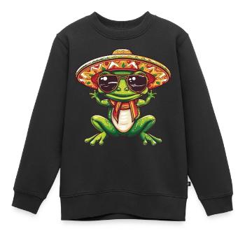 Frosch Lustig Sombrero - Kinder Premium Organic Sweatshirt - Schwarz - Vorne - AI Model Kid Female (0cm)