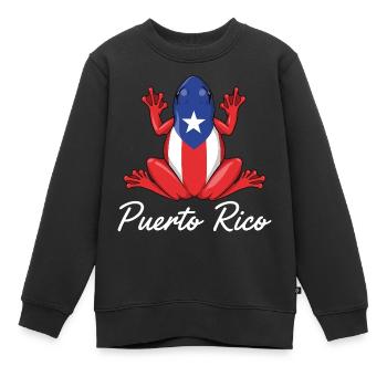 Boricua Coqui Drapeau Porto Rico - Sweat Premium enfant bio - noir - Devant - AI Model Kid Female (0cm)