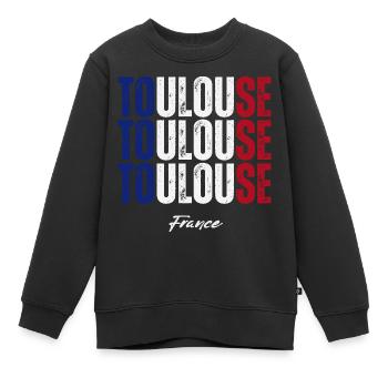 Toulouse, Frankreich, ich liebe Toulouse. - Kinder Premium Organic Sweatshirt - Schwarz - Vorne - AI Model Kid Female (0cm)