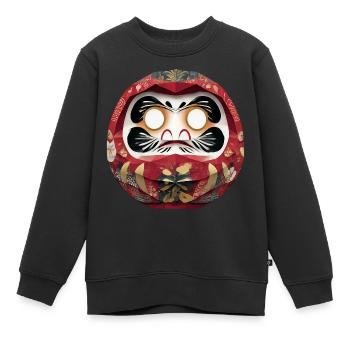 Blumenkreis-Daruma im Feststil Daruma Origami - Kinder Premium Organic Sweatshirt - Schwarz - Vorne - AI Model Kid Female (0cm)