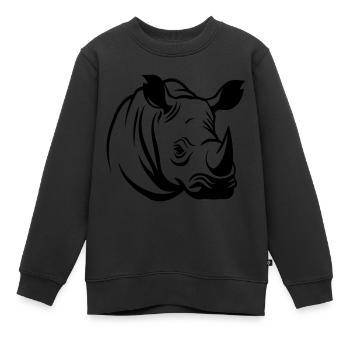 Rhinocéros Bien-être animal Animal - Sweat Premium enfant bio - noir - Devant - AI Model Kid Female (0cm)