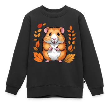 Hamster d’automne - Sweat Premium enfant bio - noir - Devant - AI Model Kid Female (0cm)
