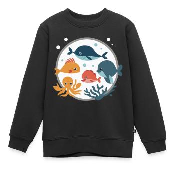 Amis de l’océan – Découvrez le monde des animaux marins - Sweat Premium enfant bio - noir - Devant - AI Model Kid Female (0cm)