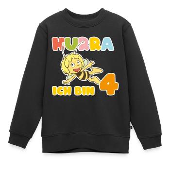 Biene Maja Hurra Ich bin 4! 4. Geburtstag - Kinder Premium Organic Sweatshirt - Schwarz - Vorne - AI Model Kid Female (0cm)