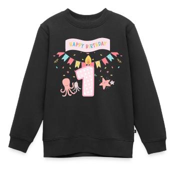 Happy Birthday 1 zum 1. Geburtstag - Kinder Premium Organic Sweatshirt - Schwarz - Vorne - AI Model Kid Female (0cm)