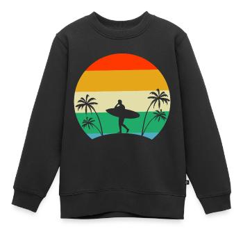 Surf Surf Surf Retro Palm Surfer - Sweat Premium enfant bio - noir - Devant - AI Model Kid Female (0cm)