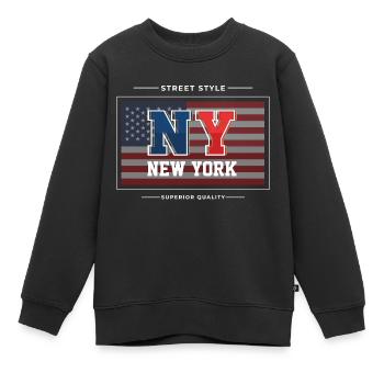 New York - Sweat Premium enfant bio - noir - Devant - AI Model Kid Female (0cm)