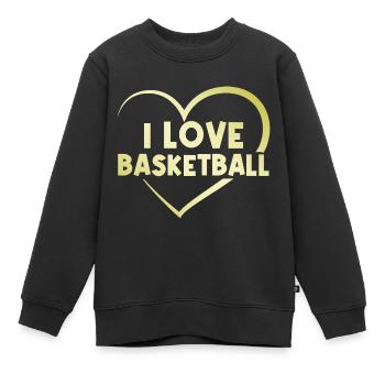 Ich liebe Basketball Herz - Kinder Premium Organic Sweatshirt - Schwarz - Vorne - AI Model Kid Female (0cm)