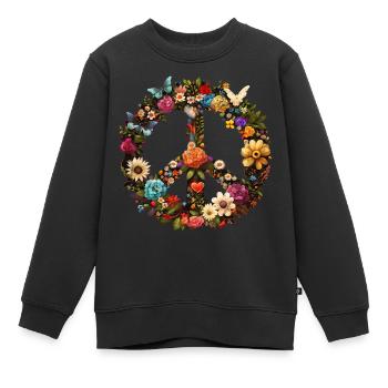 Symbole de paix, signe de paix, paix, liberté - Sweat Premium enfant bio - noir - Devant - AI Model Kid Female (0cm)