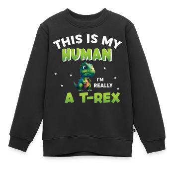 En fait, je suis un T-Rex - Sweat Premium enfant bio - noir - Devant - AI Model Kid Female (0cm)