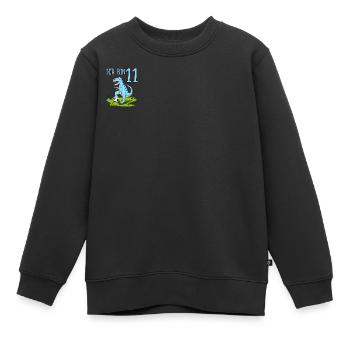 Dinosaur Rex Football 11th Birthday Blue - Kids Premium Organic Sweatshirt - black - Front - AI Model Kid Female (0cm)