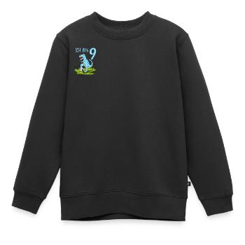 Dinosaure Rex Football 9 Anniversaire Bleu - Sweat Premium enfant bio - noir - Devant - AI Model Kid Female (0cm)
