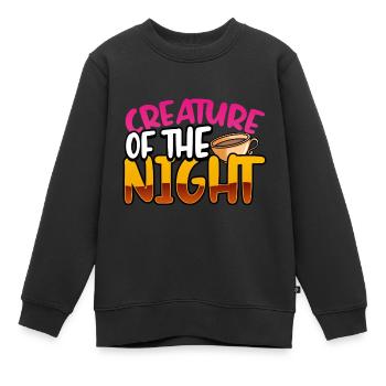 Insomniac Gift Creature of the Night Coffee - Kids Premium Organic Sweatshirt - black - Front - AI Model Kid Female (0cm)