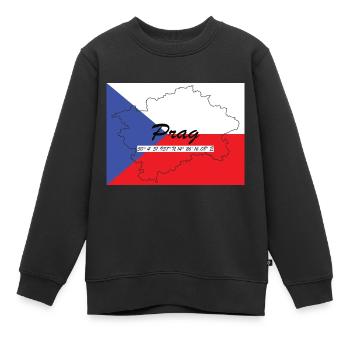 Prag - Hauptstadt mit GPS & Flagge - Kinder Premium Organic Sweatshirt - Schwarz - Vorne - AI Model Kid Female (0cm)