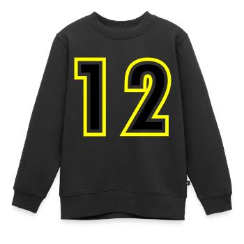 12 Zahl College - Kinder Premium Organic Sweatshirt - Schwarz - Vorne - AI Model Kid Female (0cm)
