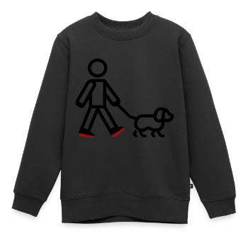 Chien promenant le chien - Sweat Premium enfant bio - noir - Devant - AI Model Kid Female (0cm)