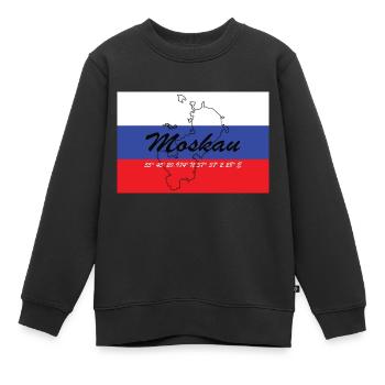 Moskau - Hauptstadt mit GPS & Flagge - Kinder Premium Organic Sweatshirt - Schwarz - Vorne - AI Model Kid Female (0cm)