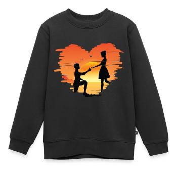 Heiratsantrag Heiraten Hochzeit Ehepaar Antrag - Kinder Premium Organic Sweatshirt - Schwarz - Vorne - AI Model Kid Female (0cm)