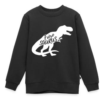 Frère Dinosaurus Cadeau Famille - Sweat Premium enfant bio - noir - Devant - AI Model Kid Female (0cm)