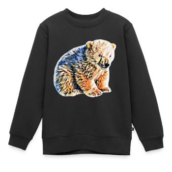 Ours polaire - Sweat Premium enfant bio - noir - Devant - AI Model Kid Female (0cm)