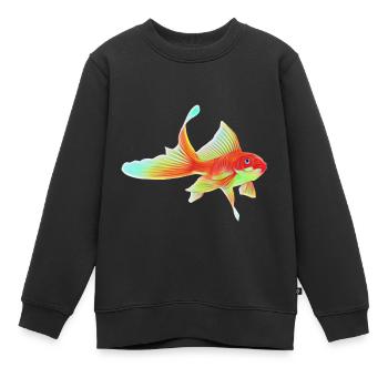Poisson rouge - Sweat Premium enfant bio - noir - Devant - AI Model Kid Female (0cm)
