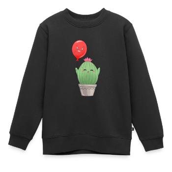 Kaktus mit Ballon - Kinder Premium Organic Sweatshirt - Schwarz - Vorne - AI Model Kid Female (0cm)