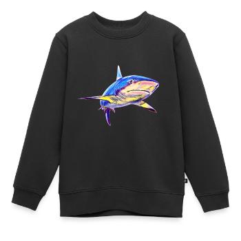 Requin - Sweat Premium enfant bio - noir - Devant - AI Model Kid Female (0cm)
