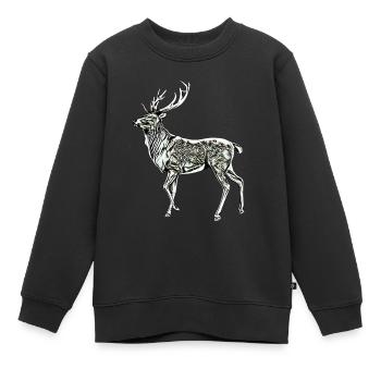 Cerf - Sweat Premium enfant bio - noir - Devant - AI Model Kid Female (0cm)