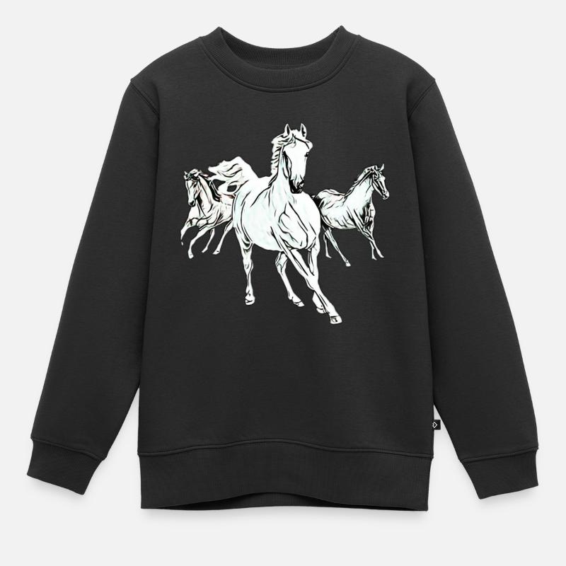 Chevaux - Sweat Premium enfant bio - noir